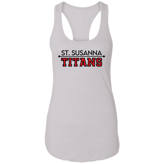 St. Susanna Titans (White / Gray) Ladies Ideal Racerback Tank