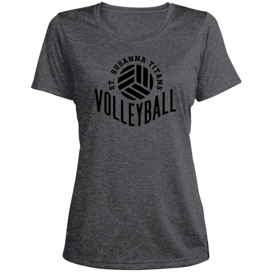 St. Susanna Titans Volleyball Ladies' Heather Scoop Neck Performance Tee