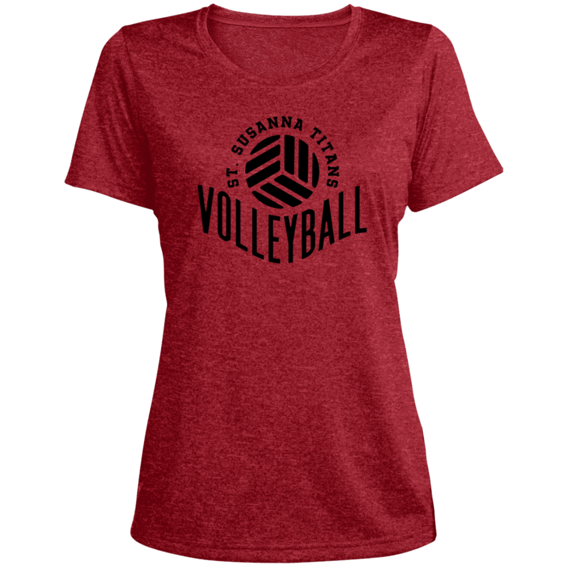 St. Susanna Titans Volleyball Ladies' Heather Scoop Neck Performance Tee