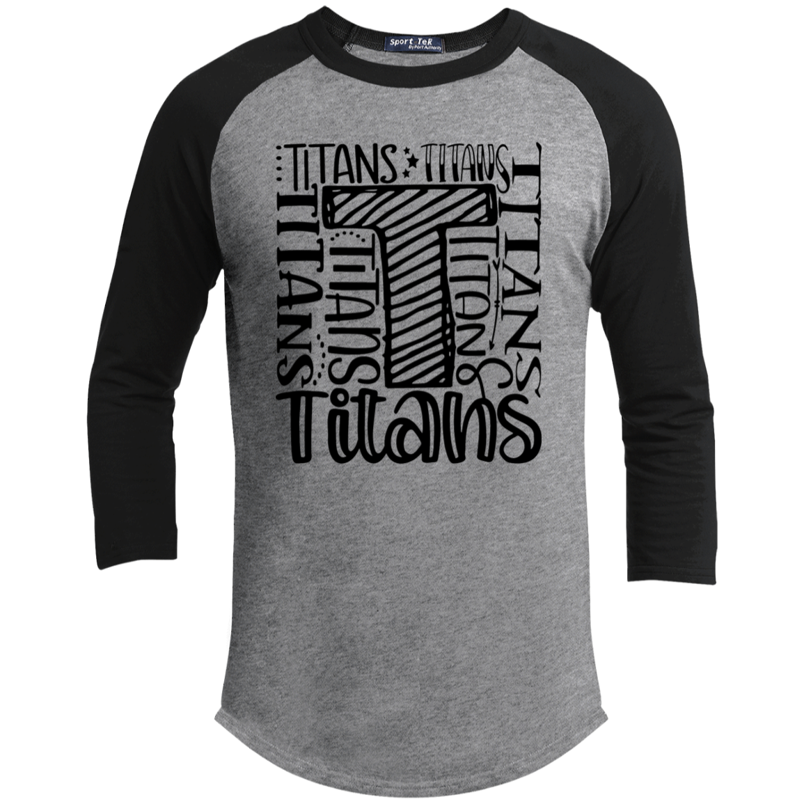 Titans Multi-Font Collage Youth 3/4 Raglan Sleeve Shirt