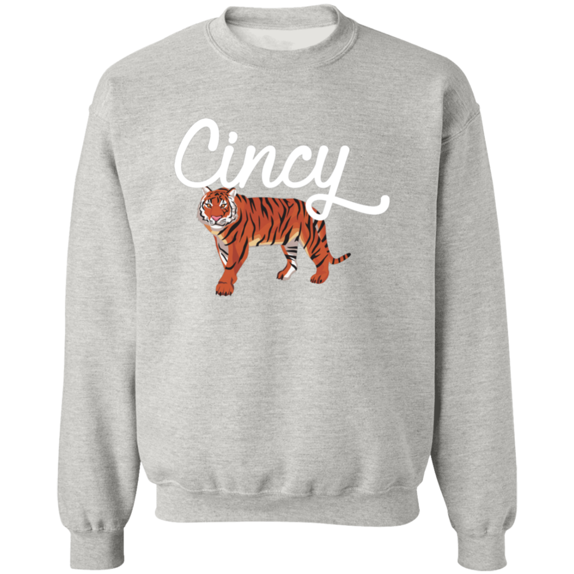 Cincy Script Tiger Unisex Crewneck Pullover Sweatshirt
