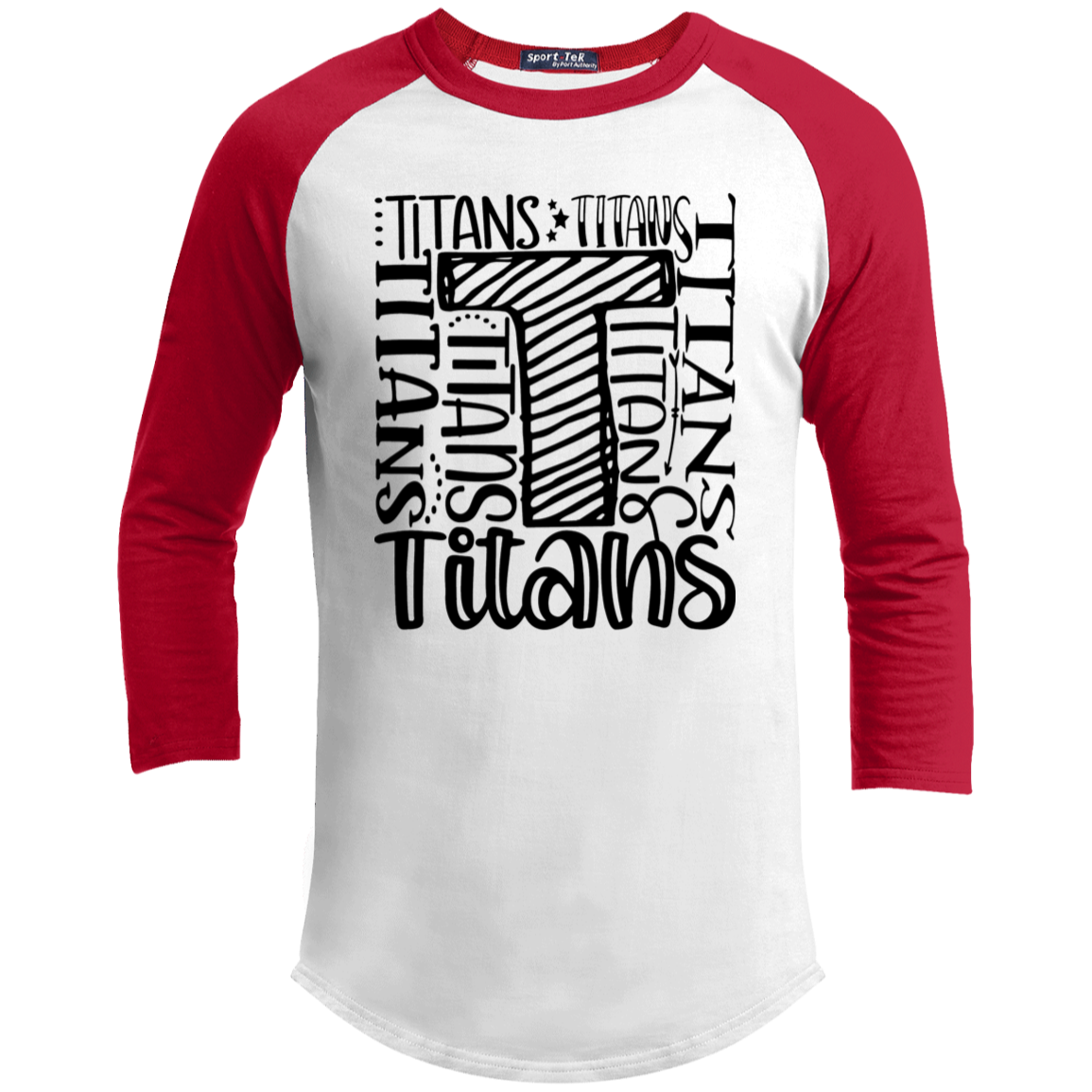 Titans Multi-Font Collage Youth 3/4 Raglan Sleeve Shirt