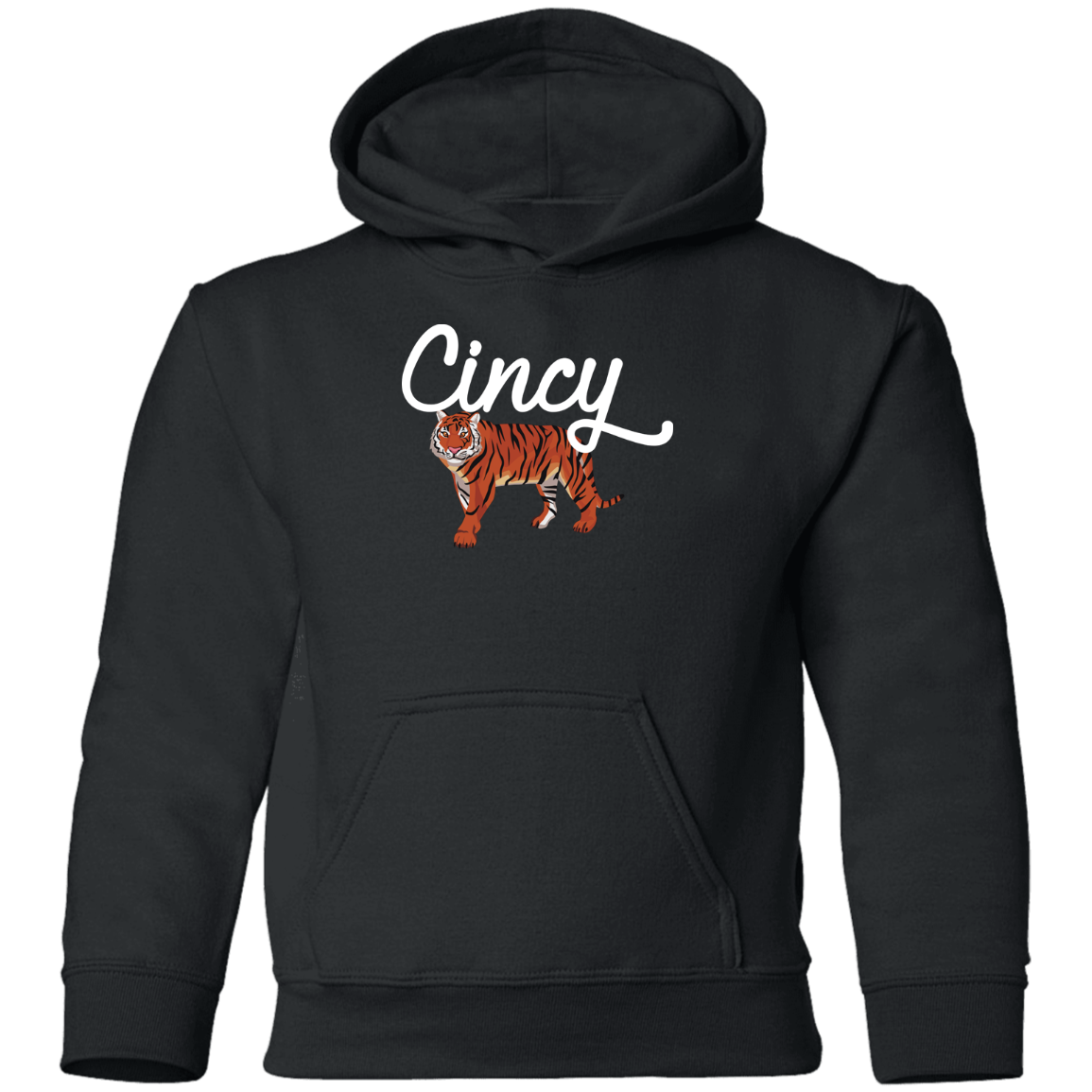 Cincy Script Tiger Youth Pullover Hoodie (Light Script)