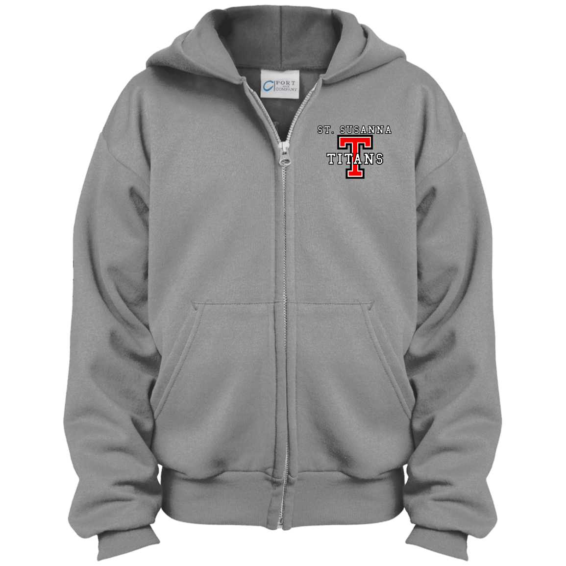 St. Susanna Titans T Logo Youth Full Zip Hoodie