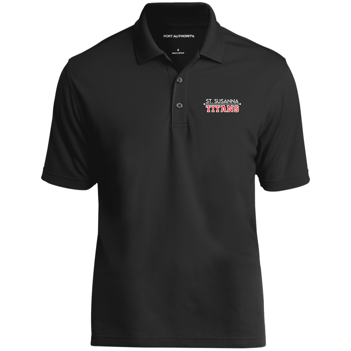 St. Susanna Titans Stack Logo (Blk & Gry) Dry Zone UV Micro-Mesh Polo
