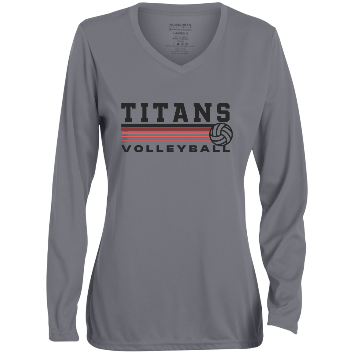 TITANS Volleyball Ladies' Moisture-Wicking Long Sleeve V-Neck Tee