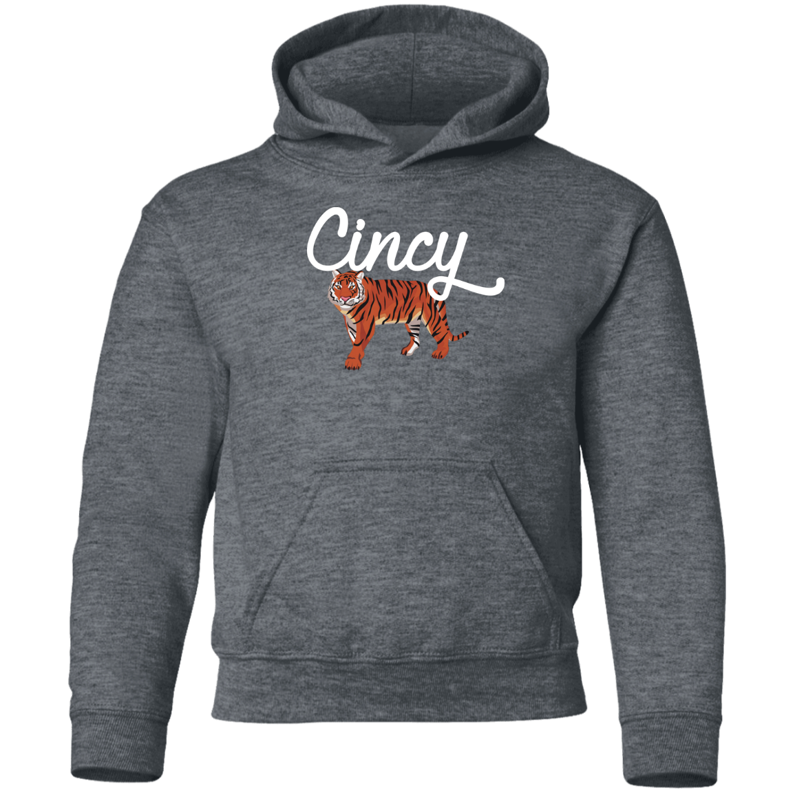 Cincy Script Tiger Youth Pullover Hoodie (Light Script)