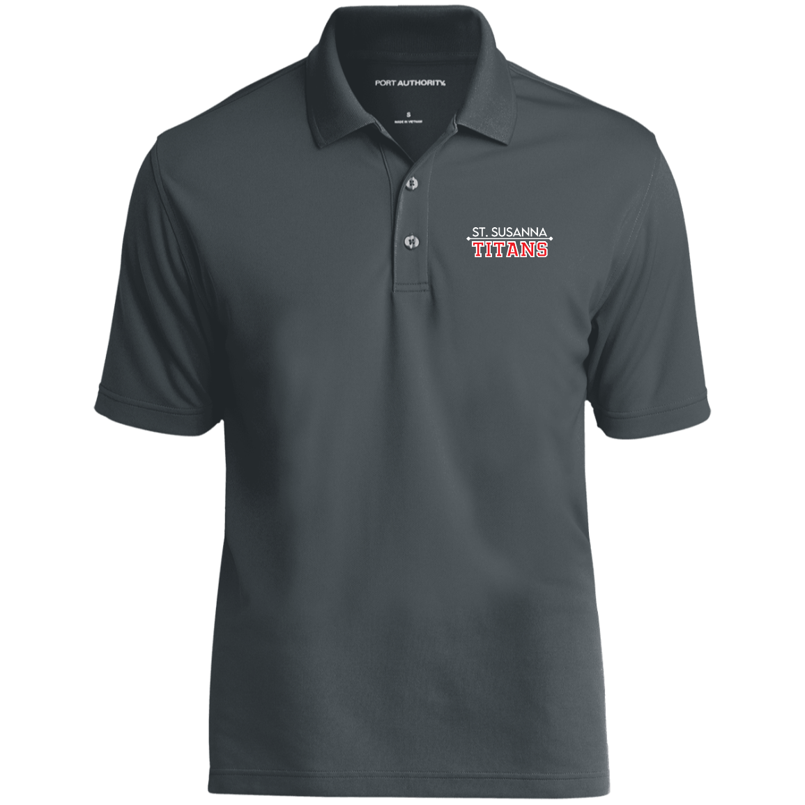 St. Susanna Titans Stack Logo (Blk & Gry) Dry Zone UV Micro-Mesh Polo