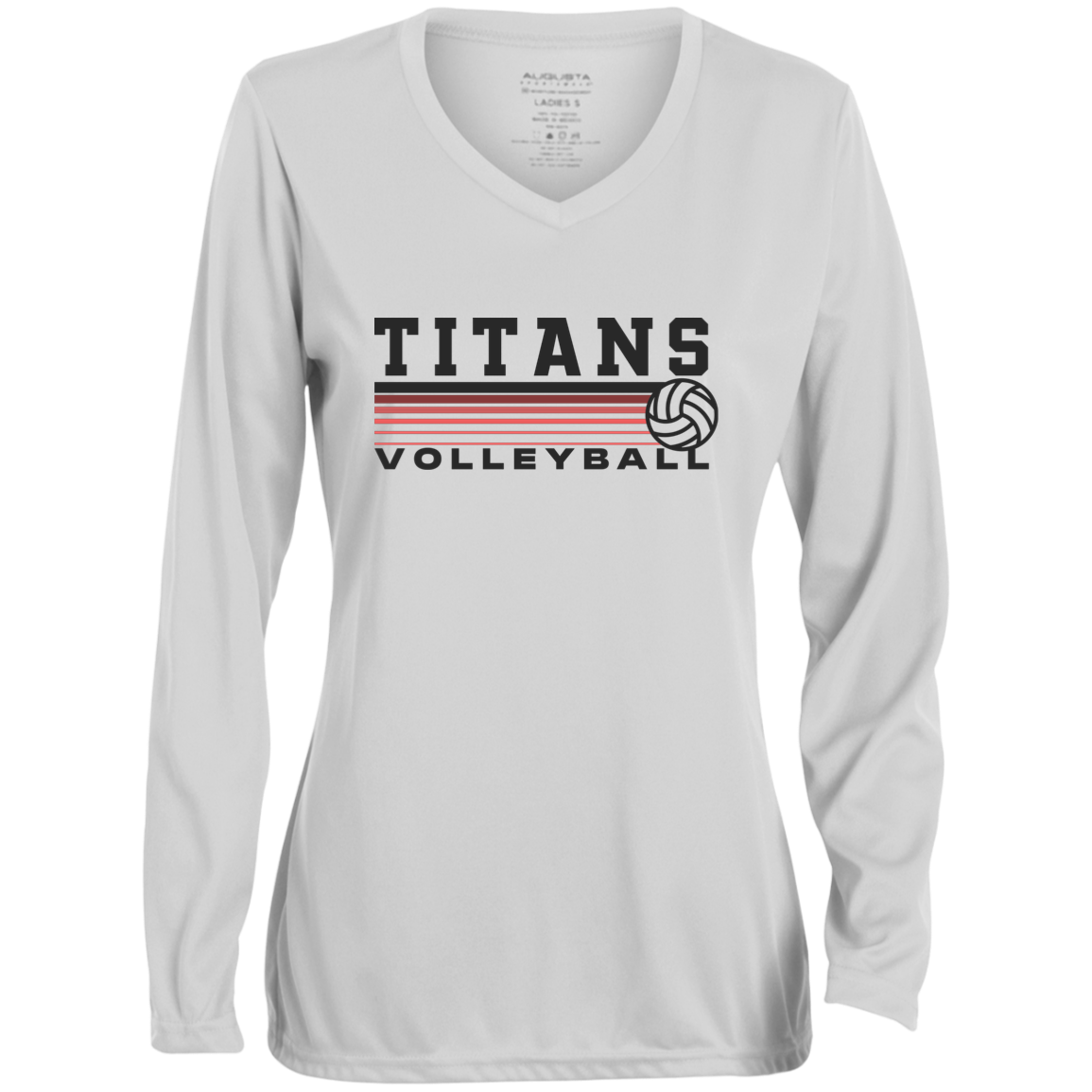 TITANS Volleyball Ladies' Moisture-Wicking Long Sleeve V-Neck Tee