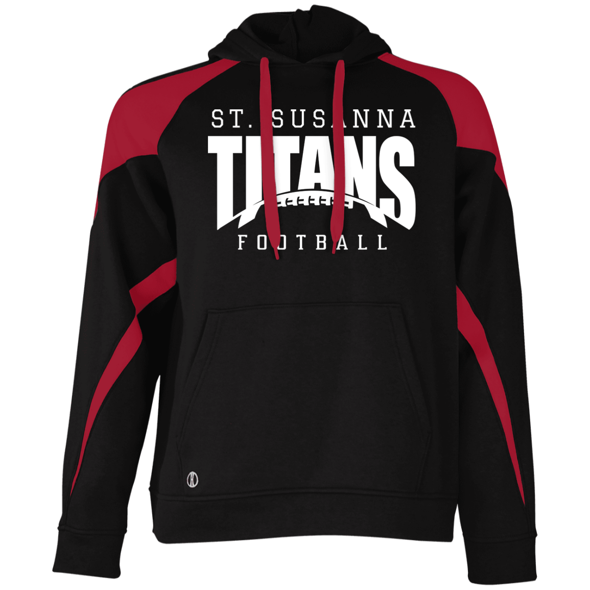 St. Susanna Titans Football Red Black Colorblock Fleece Hoodie