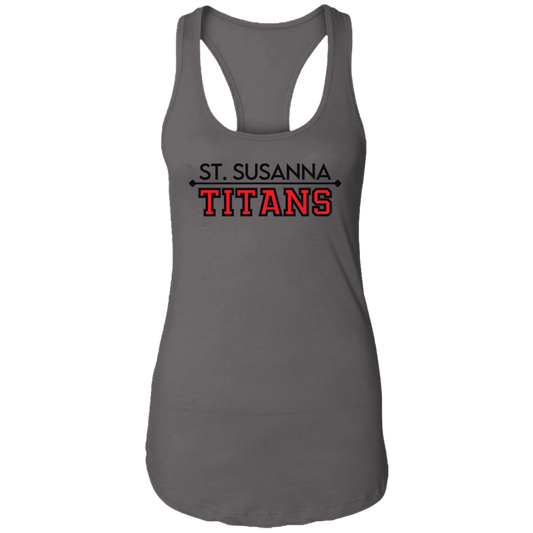 St. Susanna Titans (White / Gray) Ladies Ideal Racerback Tank