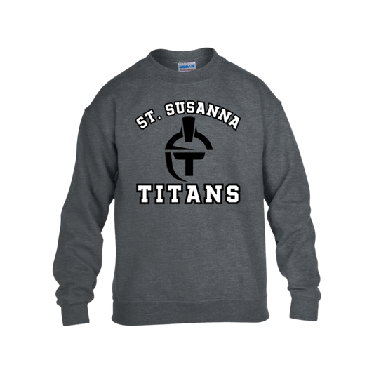 St. Susanna Titans Mascot Logo (black/white) Youth Sweatshirt