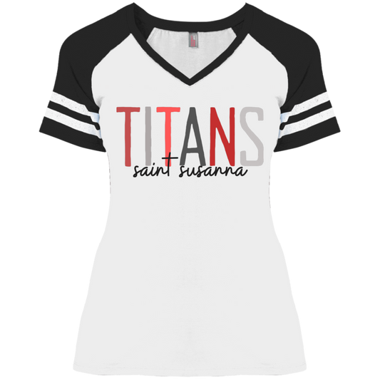 TITANS Colorful Ladies' Game V-Neck T-Shirt (white)