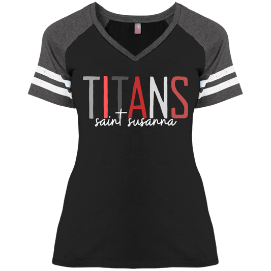 TITANS Colorful Ladies' Game V-Neck T-Shirt (dark colors)