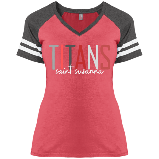 TITANS Colorful Ladies' Game V-Neck T-Shirt (dark colors)