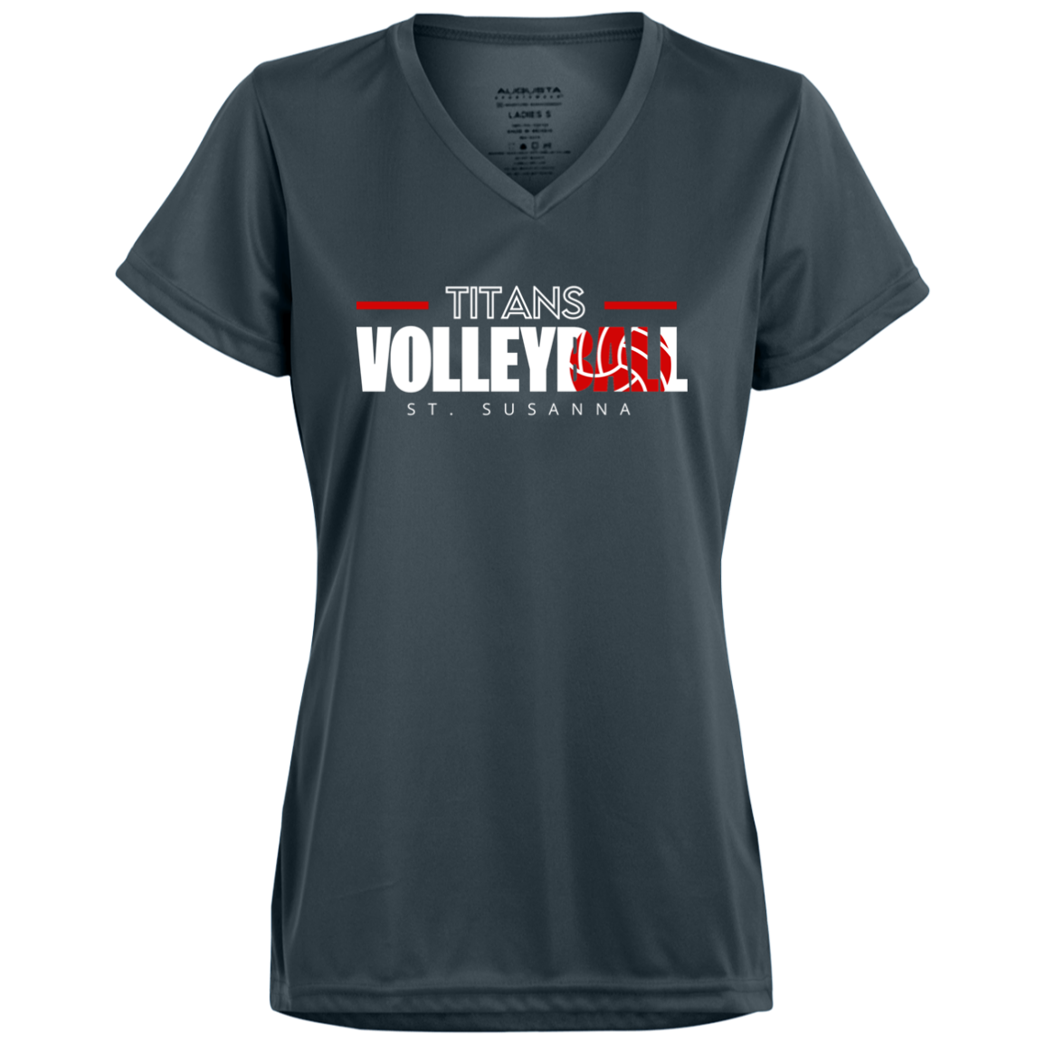 Titans Volleyball St. Susanna Ladies’ Moisture-Wicking V-Neck Tee