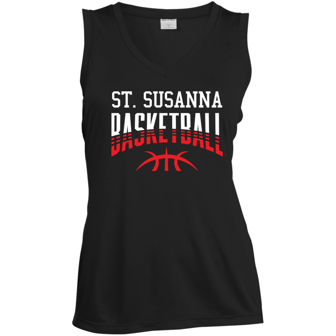 St. Susanna Basketball Fade Ladies' Sleeveless V-Neck Performance Tee