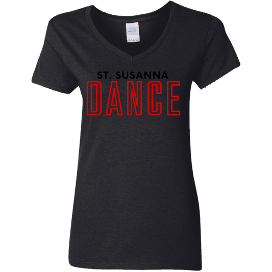 St. Susanna DANCE (Black/Gray) Ladies' 5.3 oz. V-Neck T-Shirt