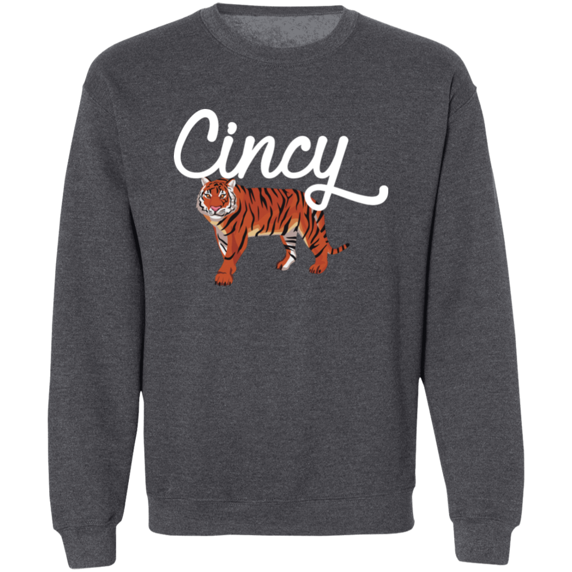 Cincy Script Tiger Unisex Crewneck Pullover Sweatshirt