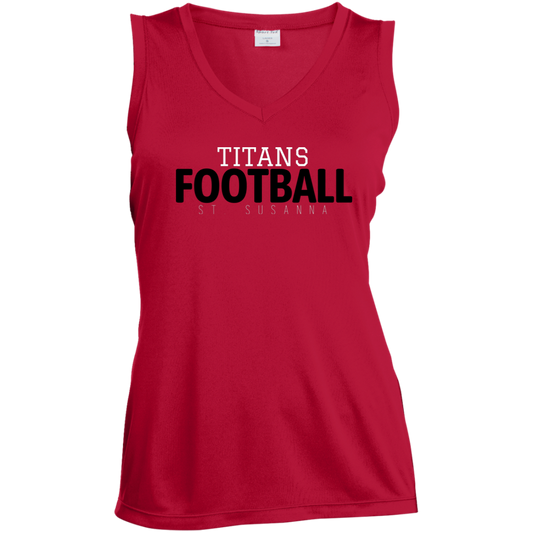 Titans Football St. Susanna (Red) Ladies' Sleeveless V-Neck Performance Tee