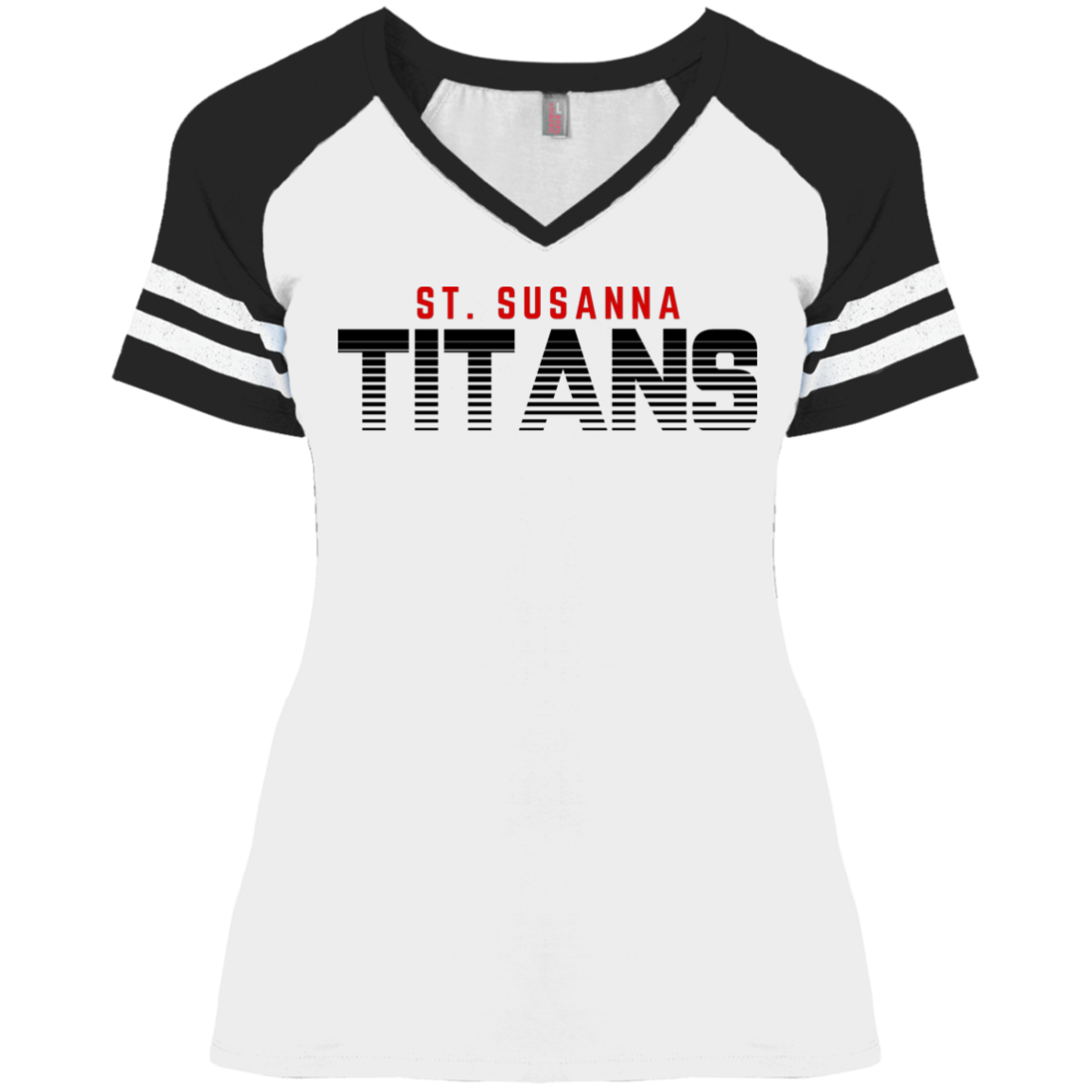 St. Susanna Titans Fade (White) Ladies' Game V-Neck T-Shirt