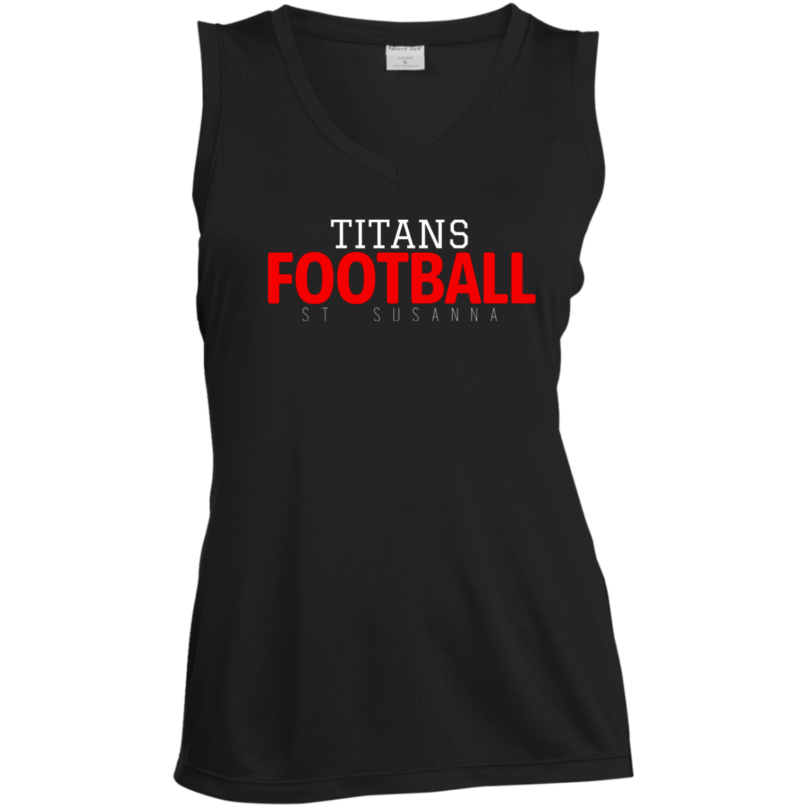 Titans Football St. Susanna (Black) Ladies' Sleeveless V-Neck Performance Tee