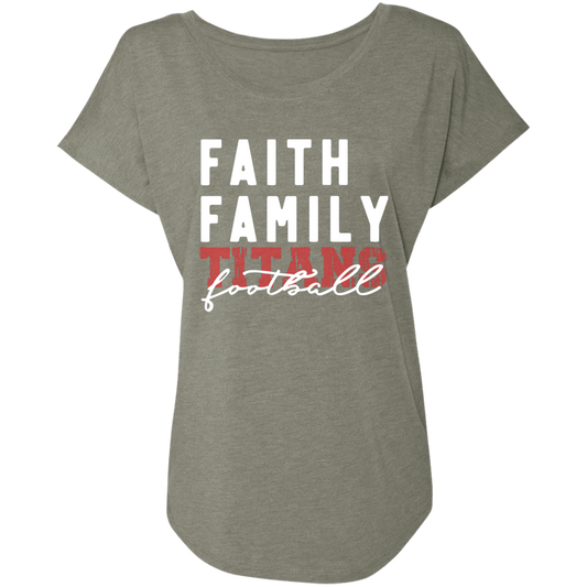 Faith Family Titans Football (Dk. Colors) Ladies' Triblend Dolman Sleeve