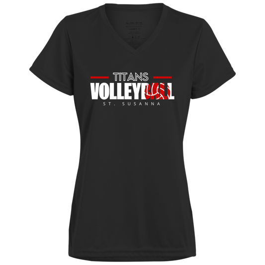 Titans Volleyball St. Susanna Ladies’ Moisture-Wicking V-Neck Tee