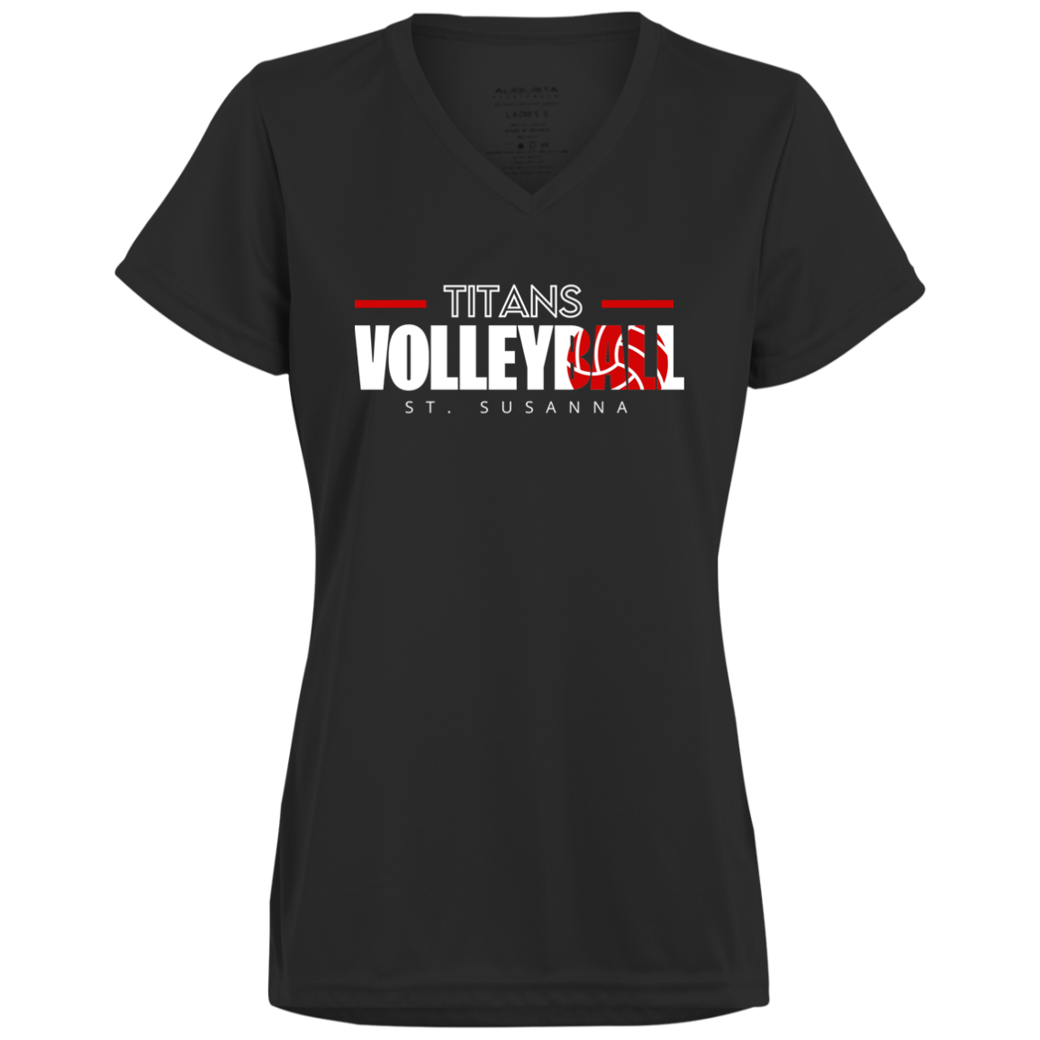 Titans Volleyball St. Susanna Ladies’ Moisture-Wicking V-Neck Tee