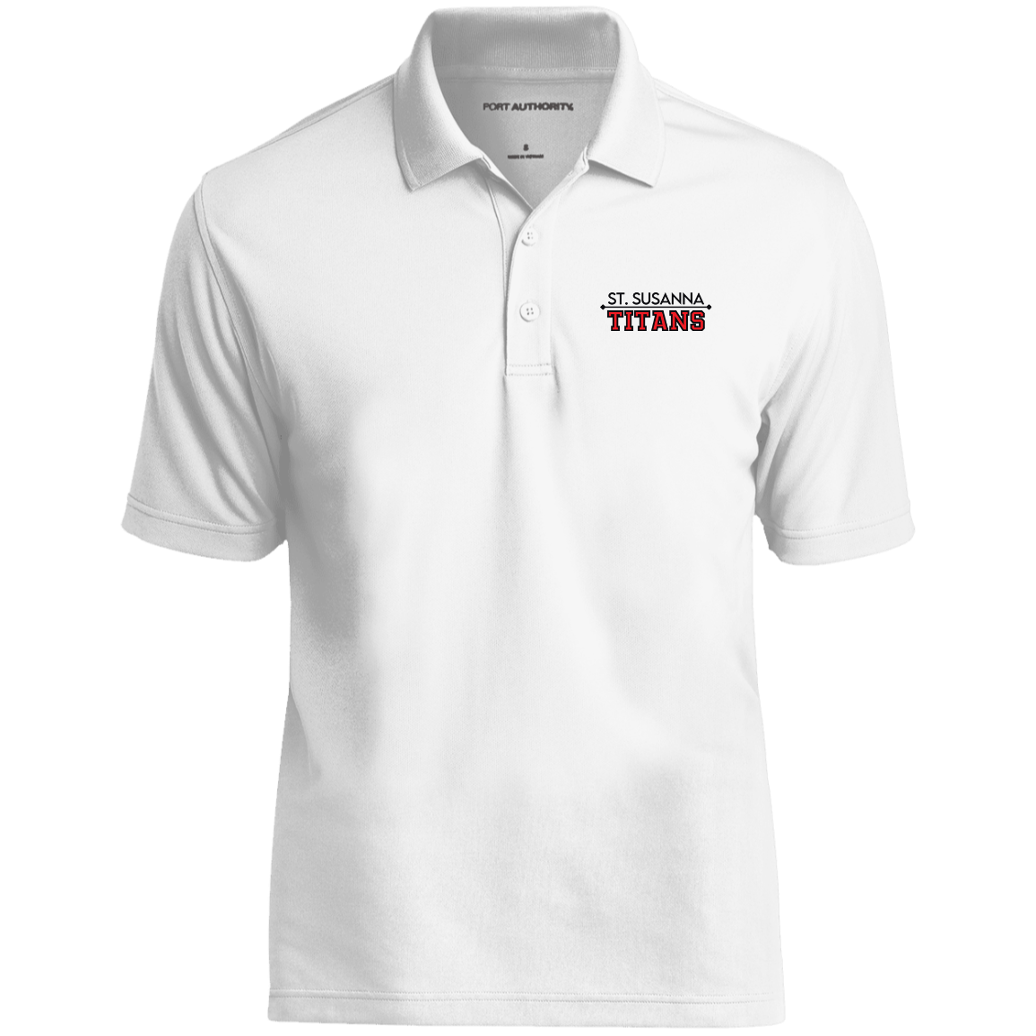 St. Susanna Titans Stack Logo (White) Dry Zone UV Micro-Mesh Polo