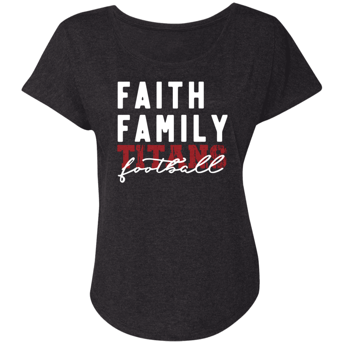 Faith Family Titans Football (Dk. Colors) Ladies' Triblend Dolman Sleeve