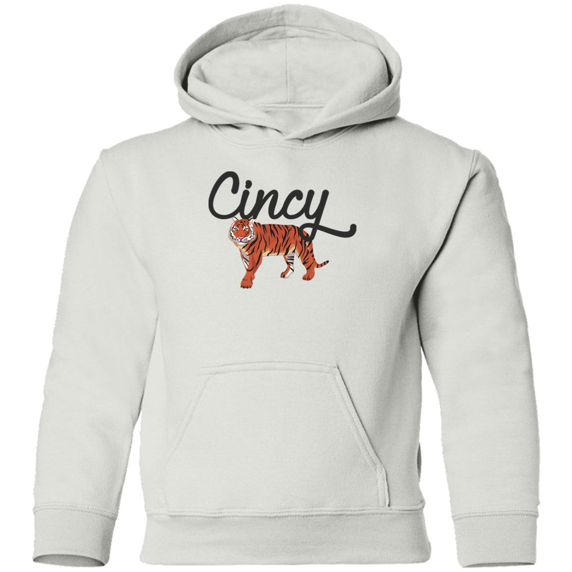 Cincy Script Tiger Youth Pullover Hoodie (Dark Script)