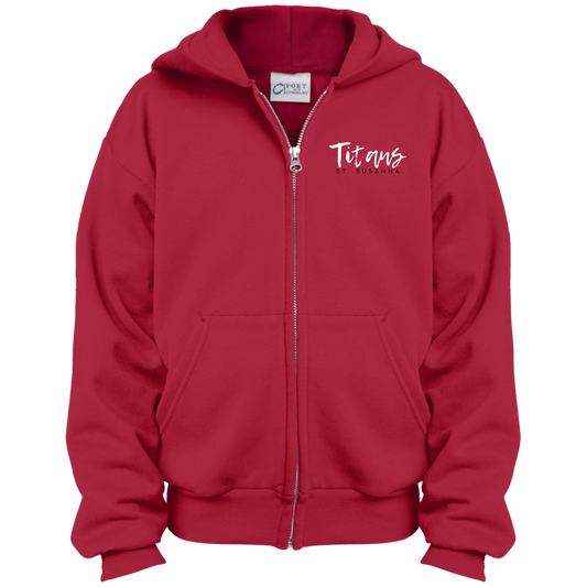 Titans Script St. Susanna (Red & Gray) Youth Full Zip Hoodie
