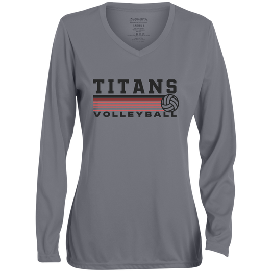 TITANS Volleyball Ladies' Moisture-Wicking Long Sleeve V-Neck Tee