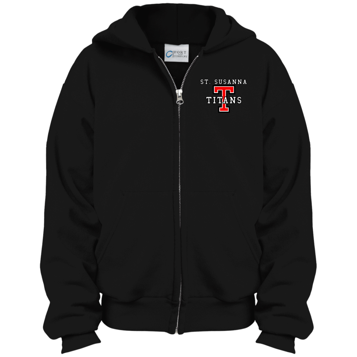 St. Susanna Titans T Logo Youth Full Zip Hoodie