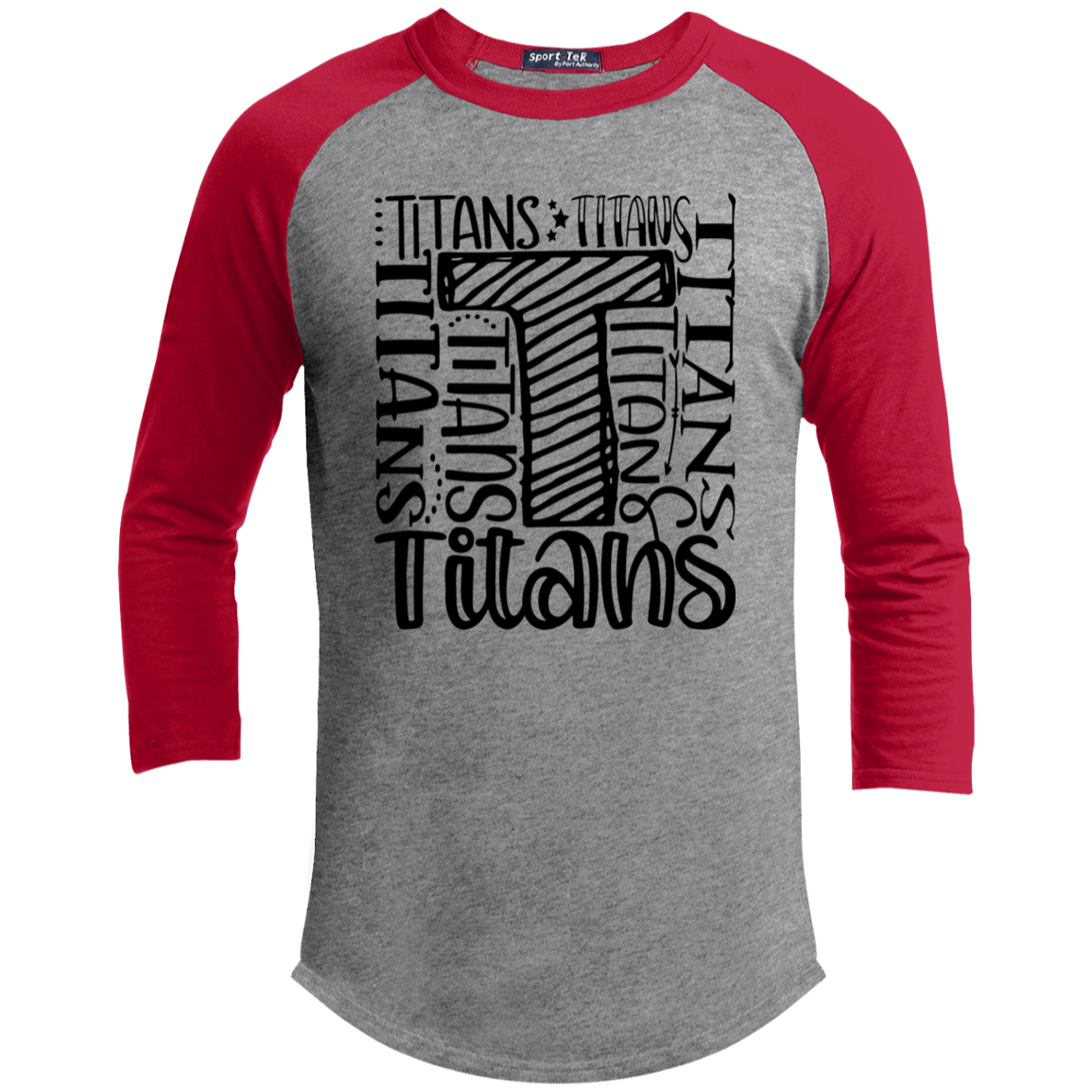 Titans Multi-Font Collage Youth 3/4 Raglan Sleeve Shirt