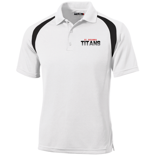 St. Susanna Titans Fade Color-Block (White) Moisture-Wicking Tag-Free Golf Shirt