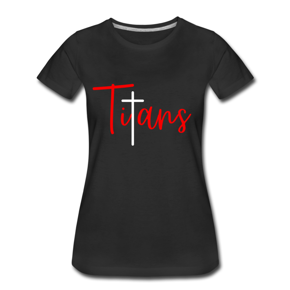 Titans Red Cross Script (Black & Dk. Gray) Women’s Premium T-Shirt - black