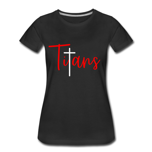 Titans Red Cross Script (Black & Dk. Gray) Women’s Premium T-Shirt - black