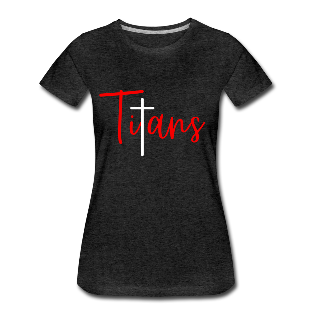 Titans Red Cross Script (Black & Dk. Gray) Women’s Premium T-Shirt - charcoal grey