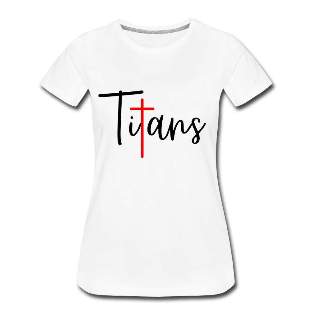 Titans Red Cross Script (White & Lt. Gray) Women’s Premium T-Shirt - white