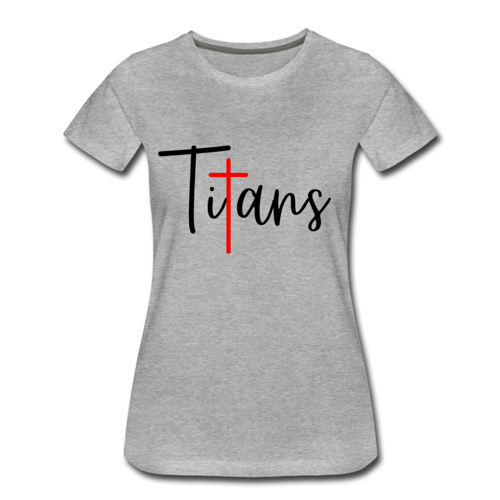 Titans Red Cross Script (White & Lt. Gray) Women’s Premium T-Shirt - heather gray