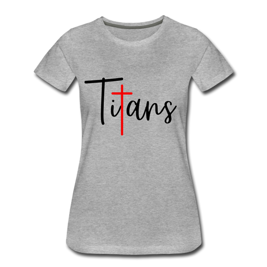 Titans Red Cross Script (White & Lt. Gray) Women’s Premium T-Shirt - heather gray