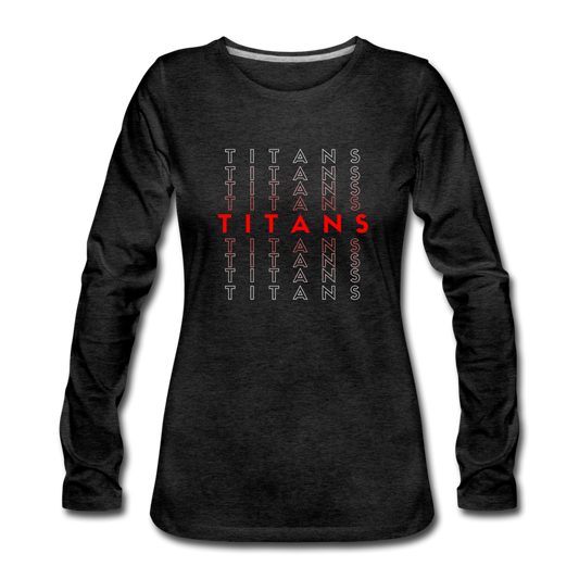 TITANS Repeat Women's Premium Long Sleeve T-Shirt - charcoal grey