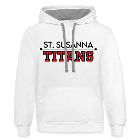 St. Susanna Titans Unisex Contrast Hoodie (White) - white/gray